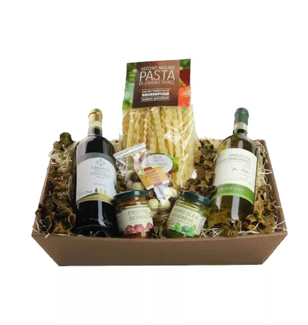 Gourment Basket With Wine