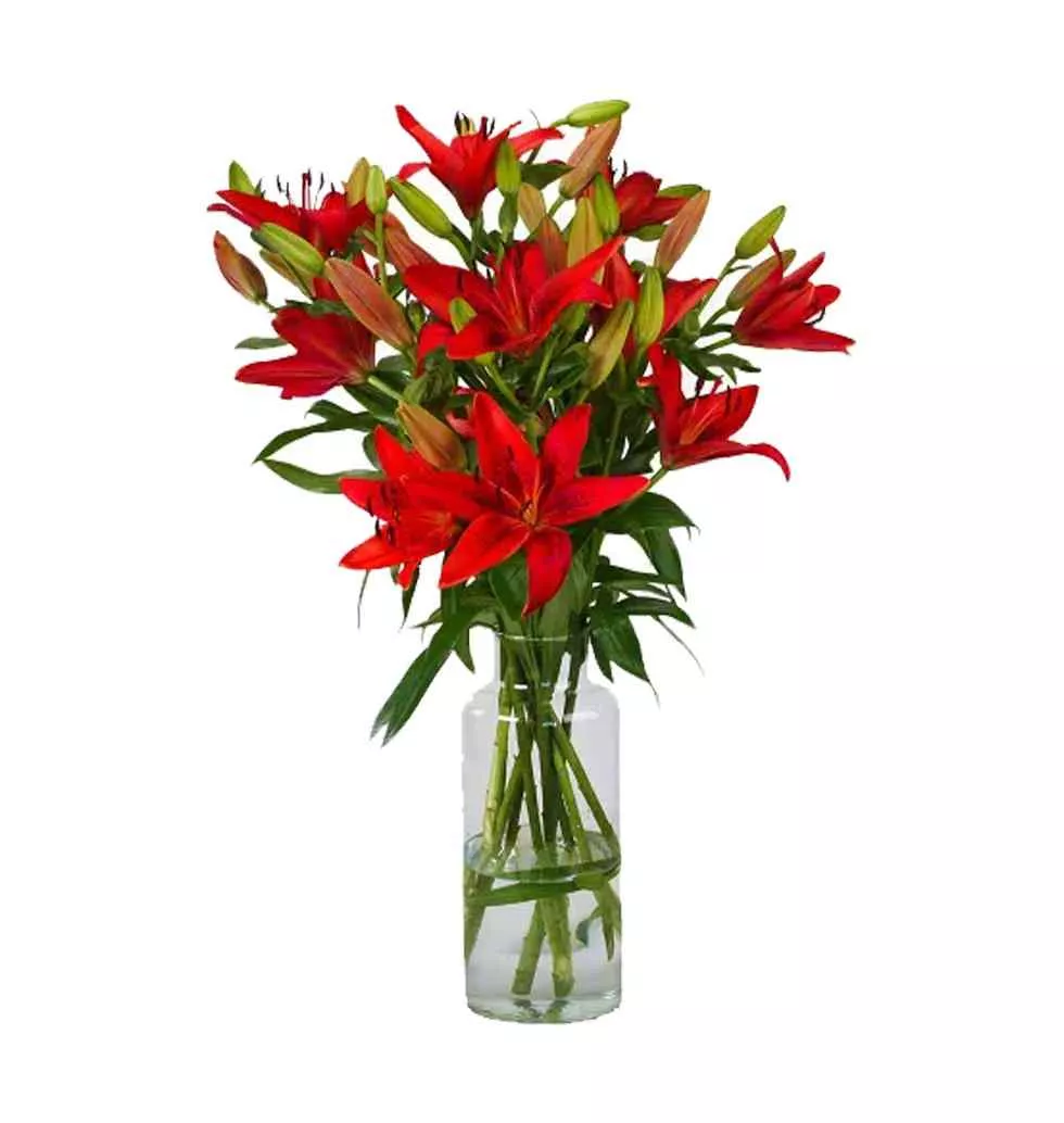Fiery Red Lily Delight Bouquet