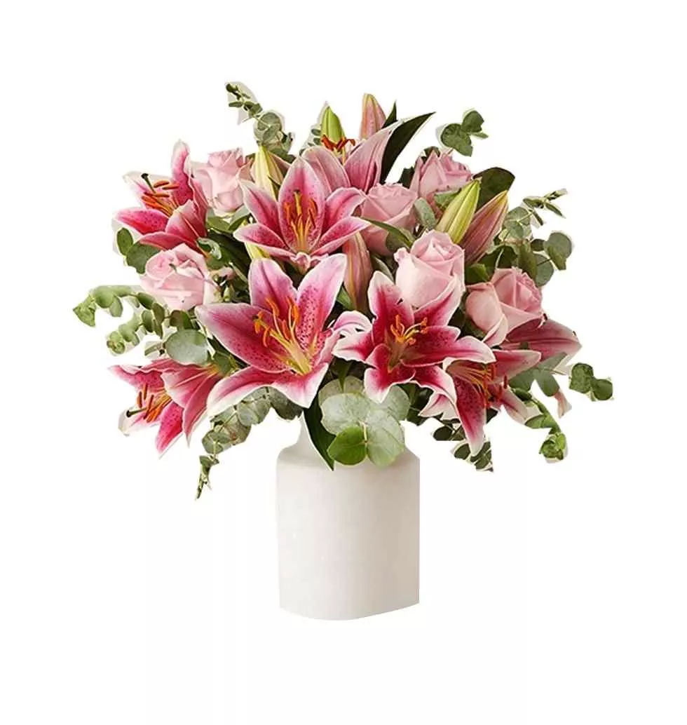 Ethereal Pink Rose Lily Bouquet