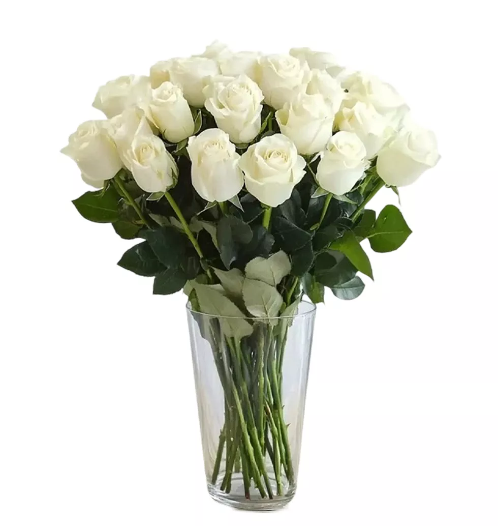 Modern White Rose Bouquet