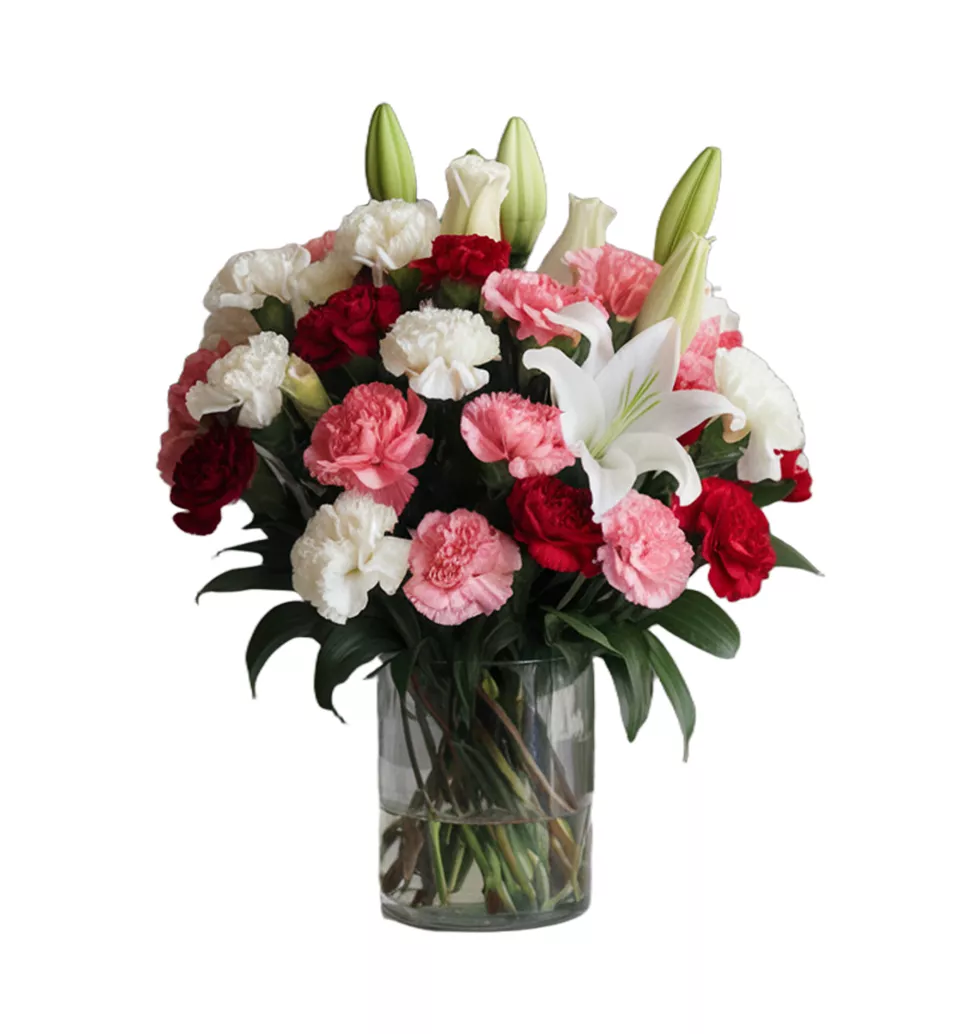 Harmonious Lilies and Carnations Bouquet