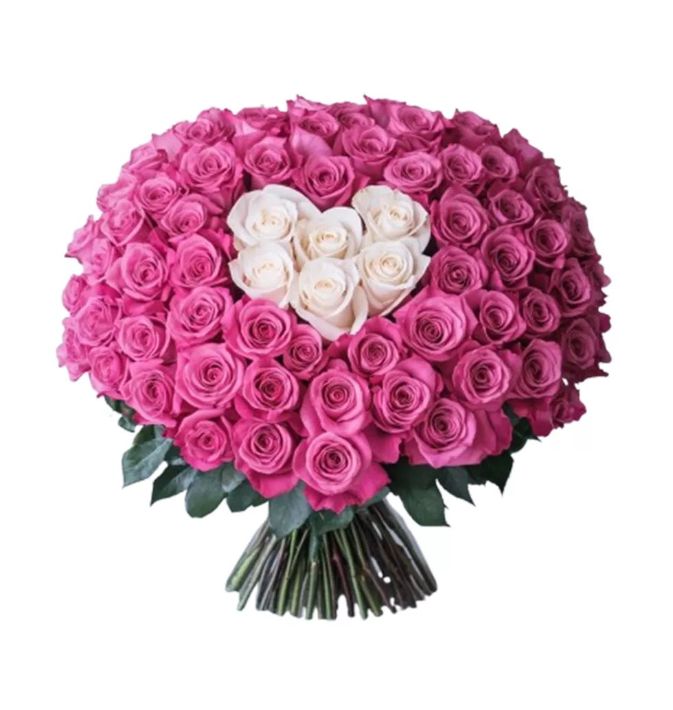 Gorgeous Pink and White Rose Bouquet