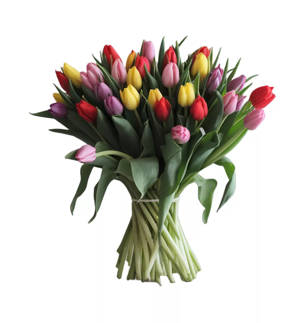 Bouquet Of Tulip Wonderland - 30 Colorful Stems