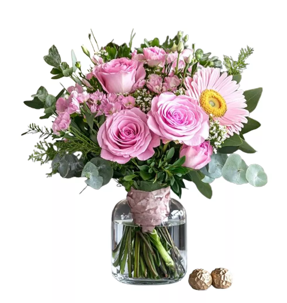 Pink Flowers & Chocolate Charm