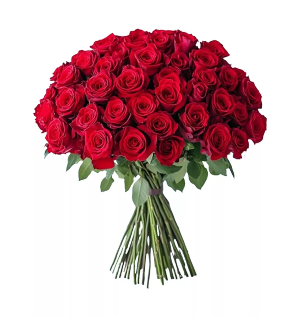 Vibrant 50-Rose Bouquet of Passion