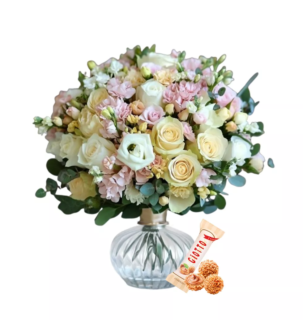 Lovely Floral Arrangement with Ferrero Giotto