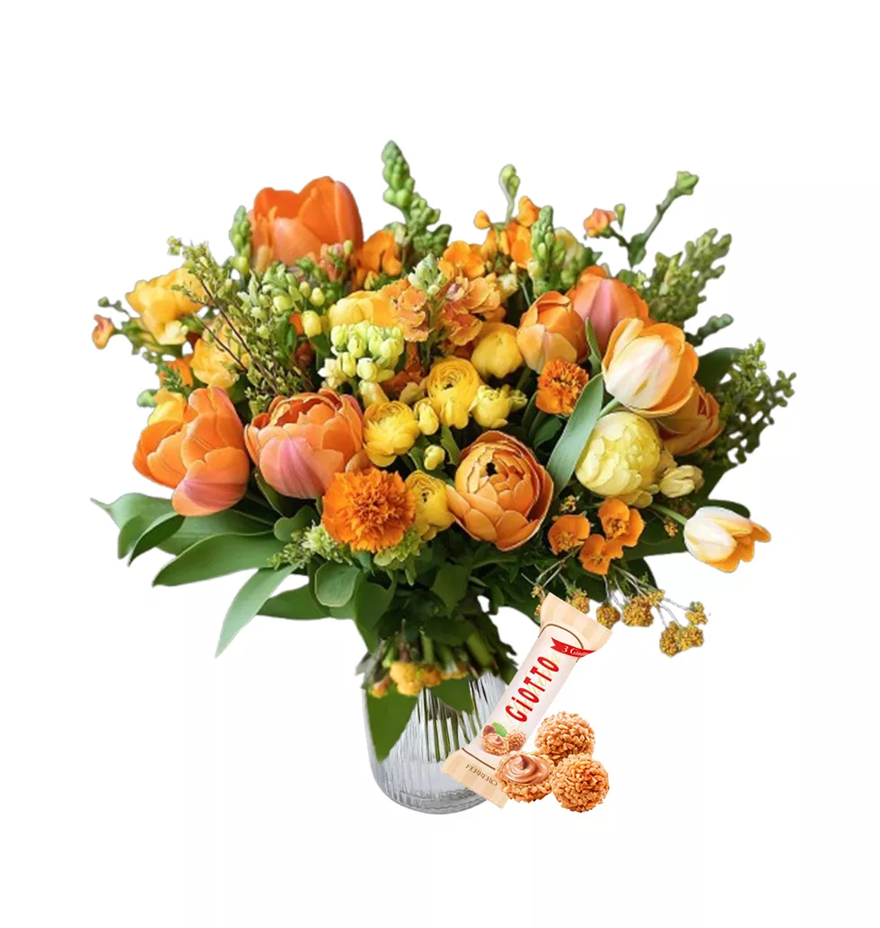 Sunny Floral Surprise with Vase