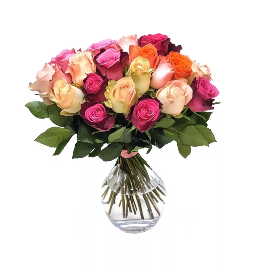 Delightful 20-Rose Arrangement in Vase